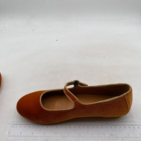 Elegant Velvet Flats in Mustard Brown - Picture 2 of 8